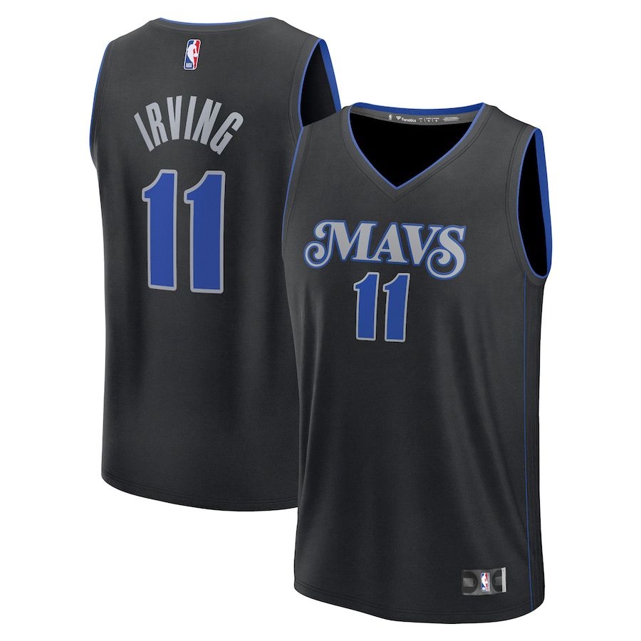 Men Dallas Mavericks 11 Kyrie Irving Fanatics Branded Black City Edition 2023-24 Fast Break NBA Jersey